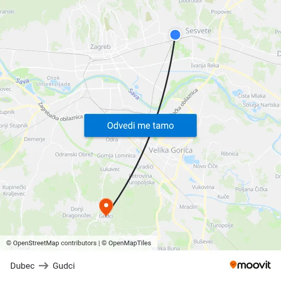 Dubec to Gudci map