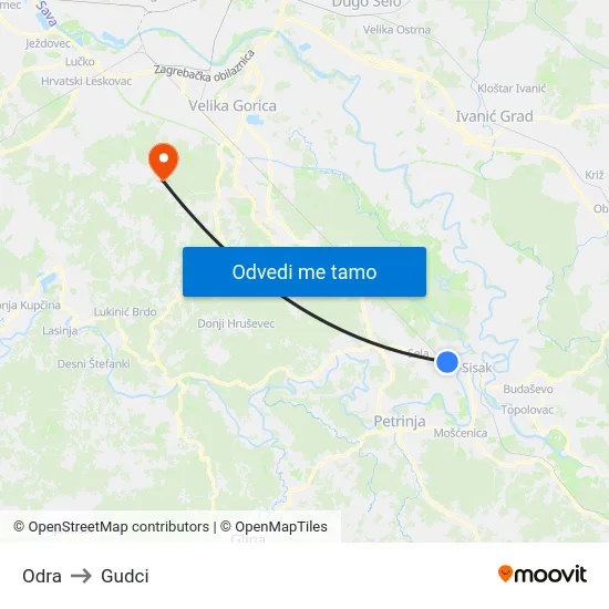 Odra to Gudci map