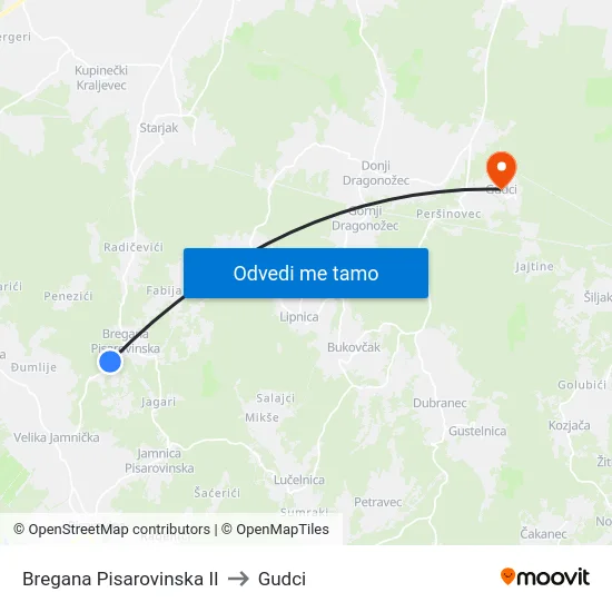 Bregana Pisarovinska II to Gudci map