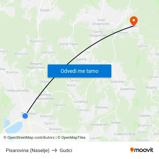 Pisarovina (Naselje) to Gudci map