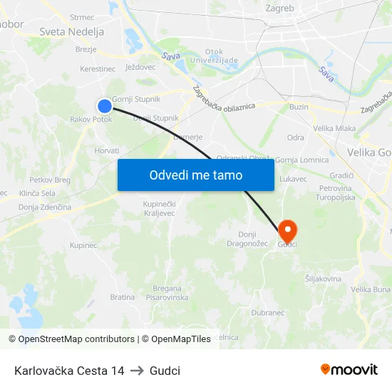 Karlovačka Cesta 14 to Gudci map