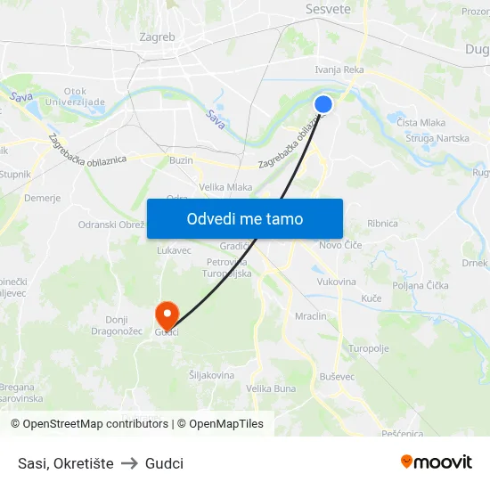 Sasi, Okretište to Gudci map