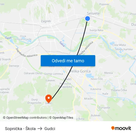 Sopnička - Škola to Gudci map