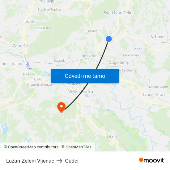 Lužan-Zeleni Vijenac to Gudci map