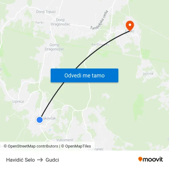 Havidić Selo to Gudci map