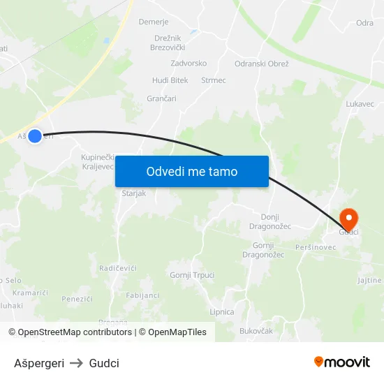 Ašpergeri to Gudci map