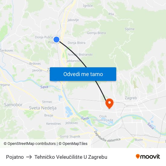 Pojatno to Tehničko Veleučilište U Zagrebu map