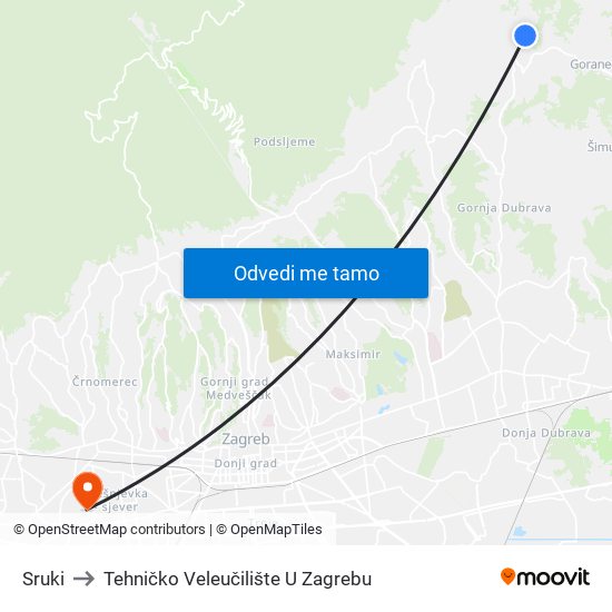 Sruki to Tehničko Veleučilište U Zagrebu map