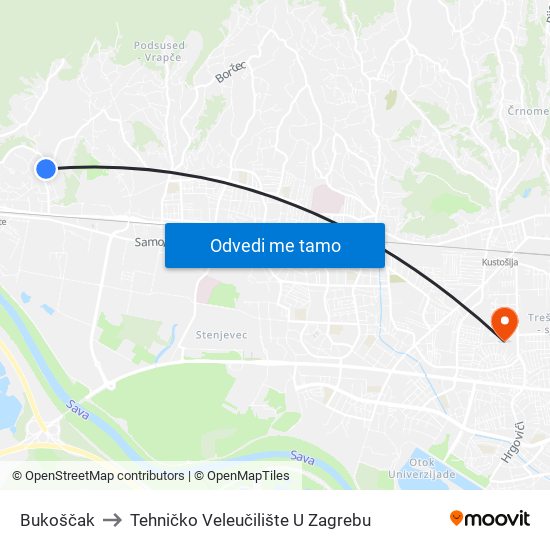 Bukoščak to Tehničko Veleučilište U Zagrebu map