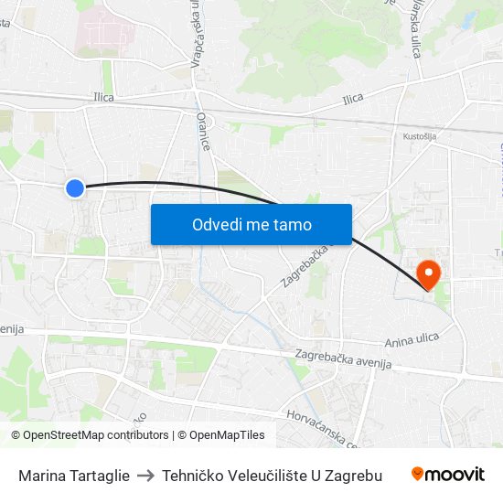 Marina Tartaglie to Tehničko Veleučilište U Zagrebu map