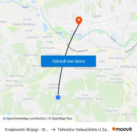 Kraljevečki Brijegi - Starjak to Tehničko Veleučilište U Zagrebu map