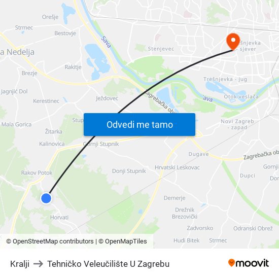 Kralji to Tehničko Veleučilište U Zagrebu map