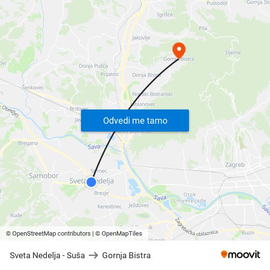 Sveta Nedelja - Suša to Gornja Bistra map