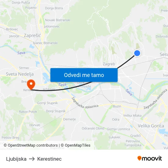 Ljubijska to Kerestinec map