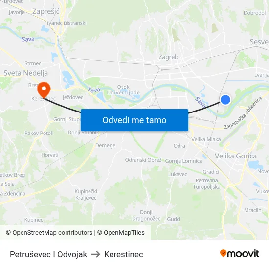 Petruševec I Odvojak to Kerestinec map