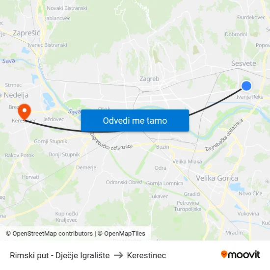 Rimski put - Dječje Igralište to Kerestinec map