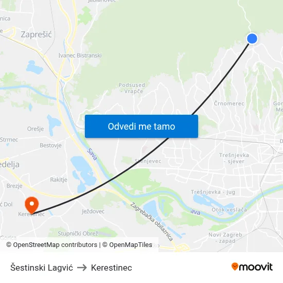 Šestinski Lagvić to Kerestinec map