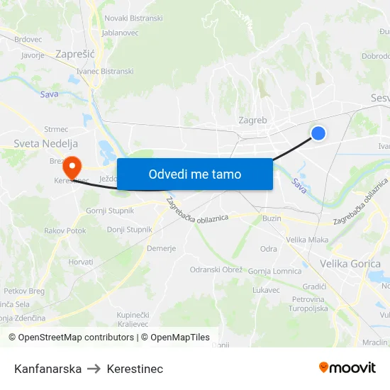Kanfanarska to Kerestinec map