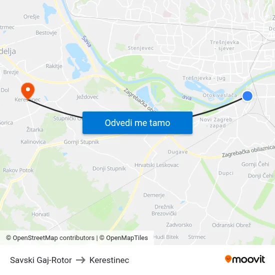 Savski Gaj-Rotor to Kerestinec map