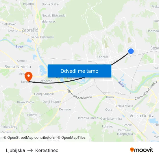 Ljubijska to Kerestinec map