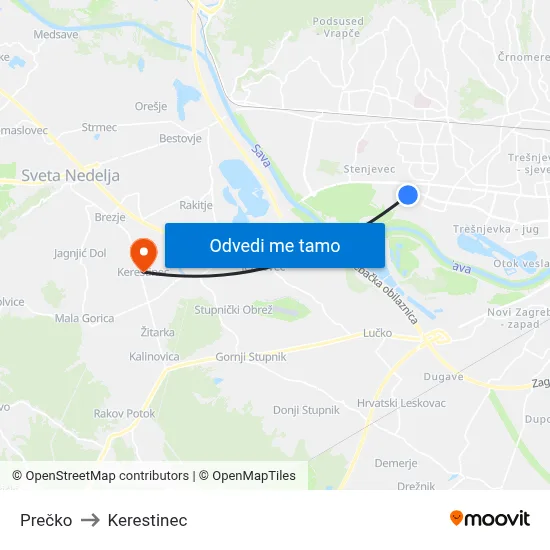 Prečko to Kerestinec map