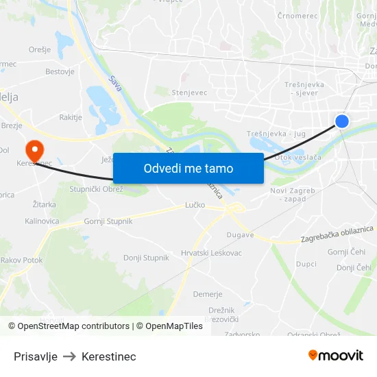 Prisavlje to Kerestinec map