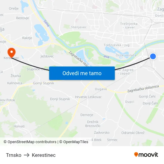 Trnsko to Kerestinec map