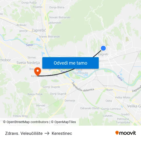 Zdravs. Veleučilište to Kerestinec map