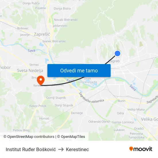 Institut Ruđer Bošković to Kerestinec map