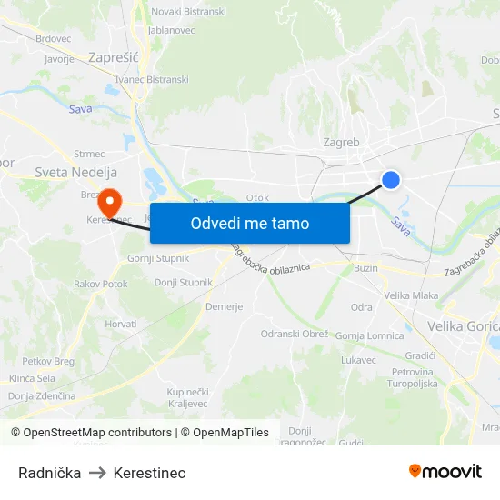 Radnička to Kerestinec map
