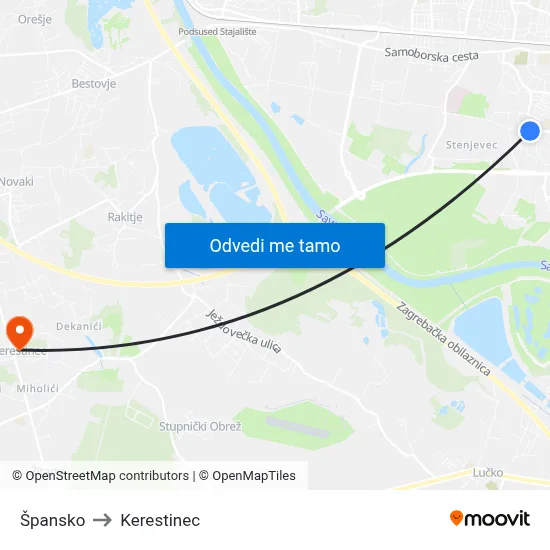 Špansko to Kerestinec map