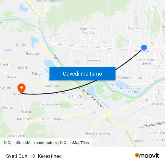Sveti Duh to Kerestinec map