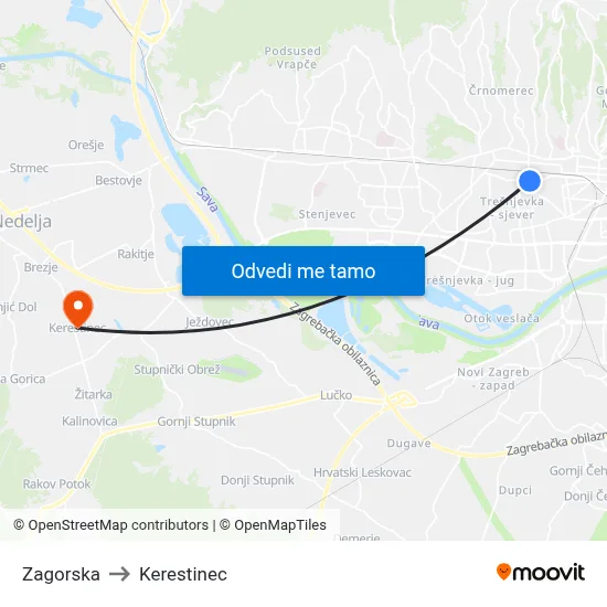 Zagorska to Kerestinec map
