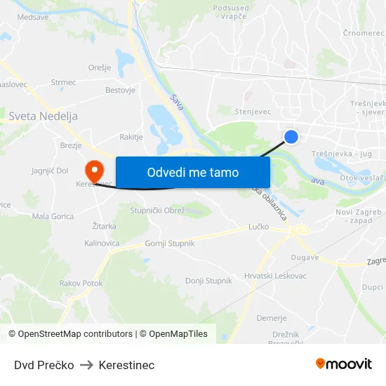 Dvd Prečko to Kerestinec map