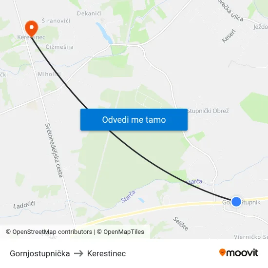 Gornjostupnička to Kerestinec map
