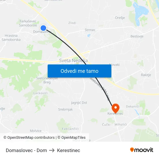 Domaslovec - Dom to Kerestinec map