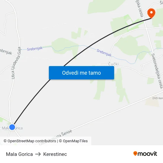 Mala Gorica to Kerestinec map