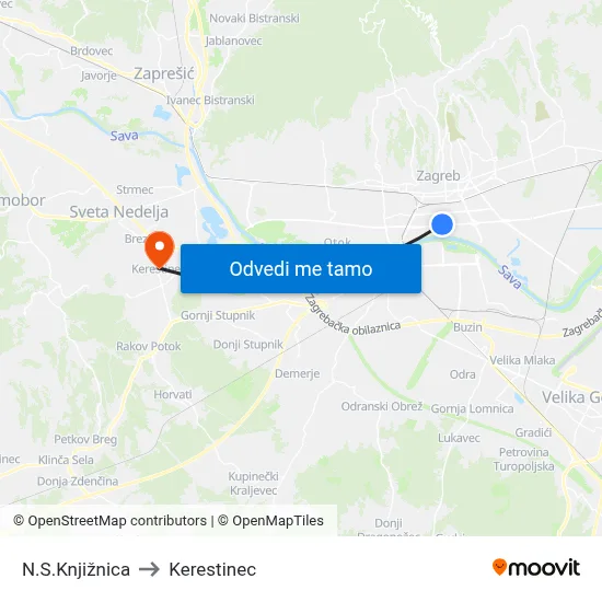 N.S.Knjižnica to Kerestinec map