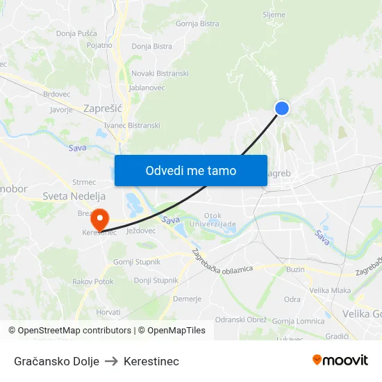 Gračansko Dolje to Kerestinec map