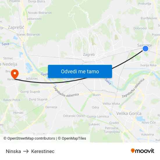 Ninska to Kerestinec map