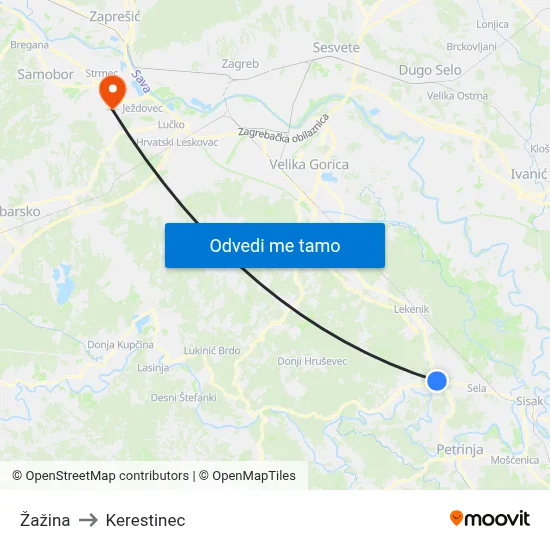 Žažina to Kerestinec map