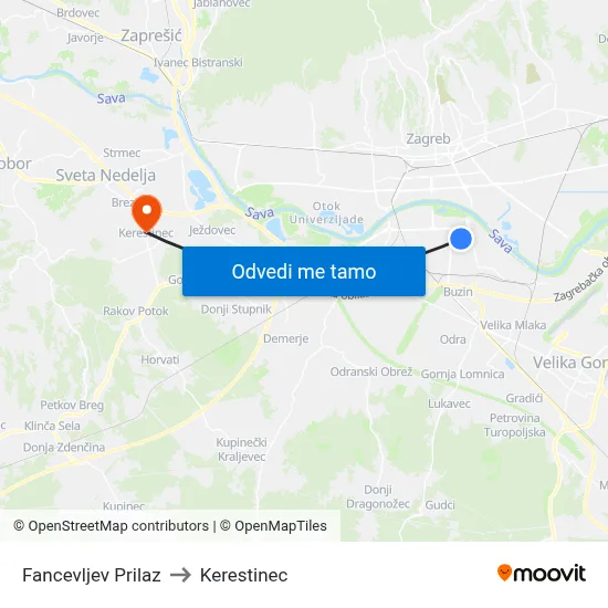Fancevljev Prilaz to Kerestinec map