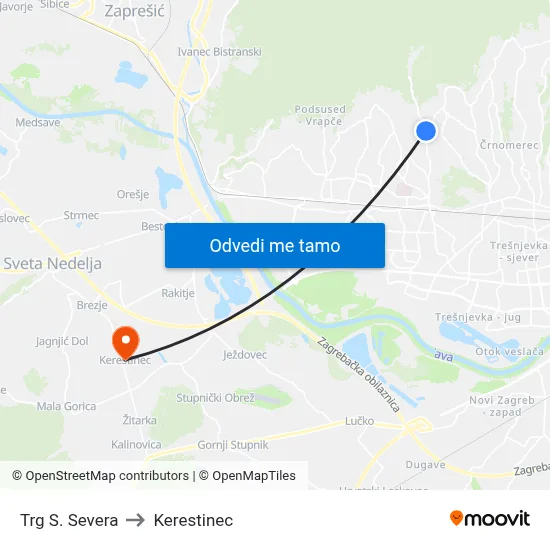 Trg S. Severa to Kerestinec map