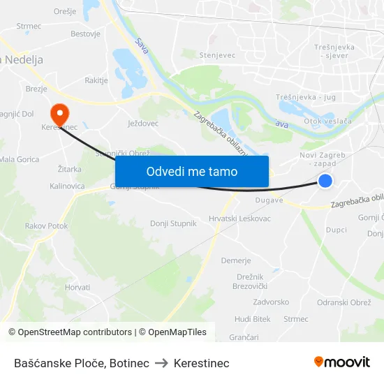 Bašćanske Ploče, Botinec to Kerestinec map