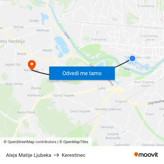 Aleja Matije Ljubeka to Kerestinec map