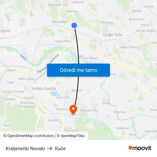 Kraljevečki Novaki to Kuče map