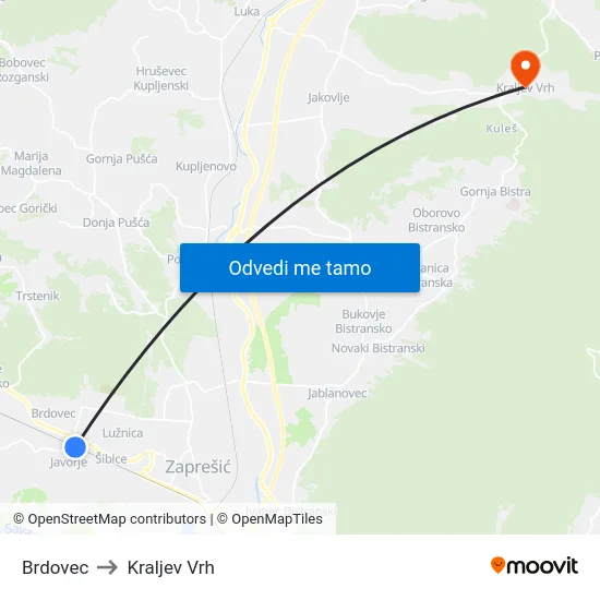 Brdovec to Kraljev Vrh map