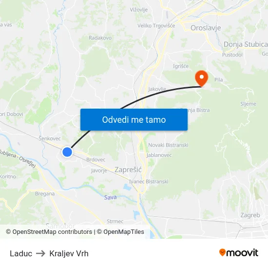Laduc to Kraljev Vrh map