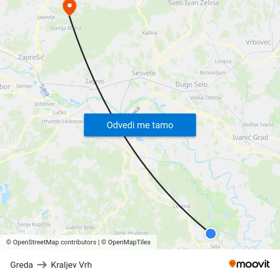 Greda to Kraljev Vrh map