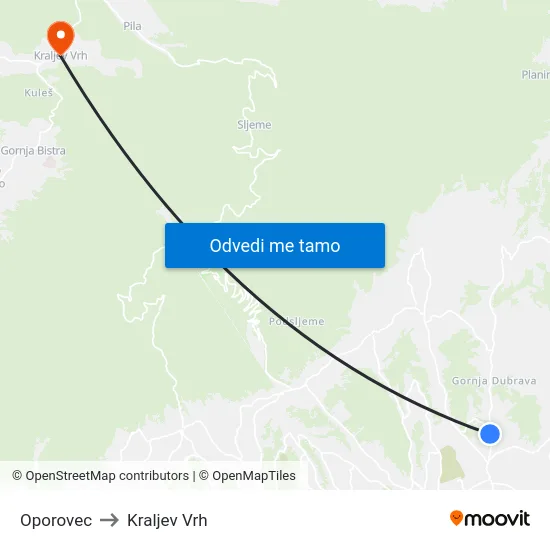 Oporovec to Kraljev Vrh map